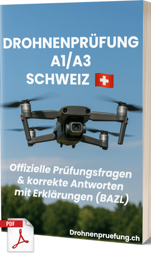 Drohnenführerschein Schweiz A1/A3 Prüfung– Offizielle Prüfungsfragen & korrekte Antworten mit Erklärungen (BAZL)