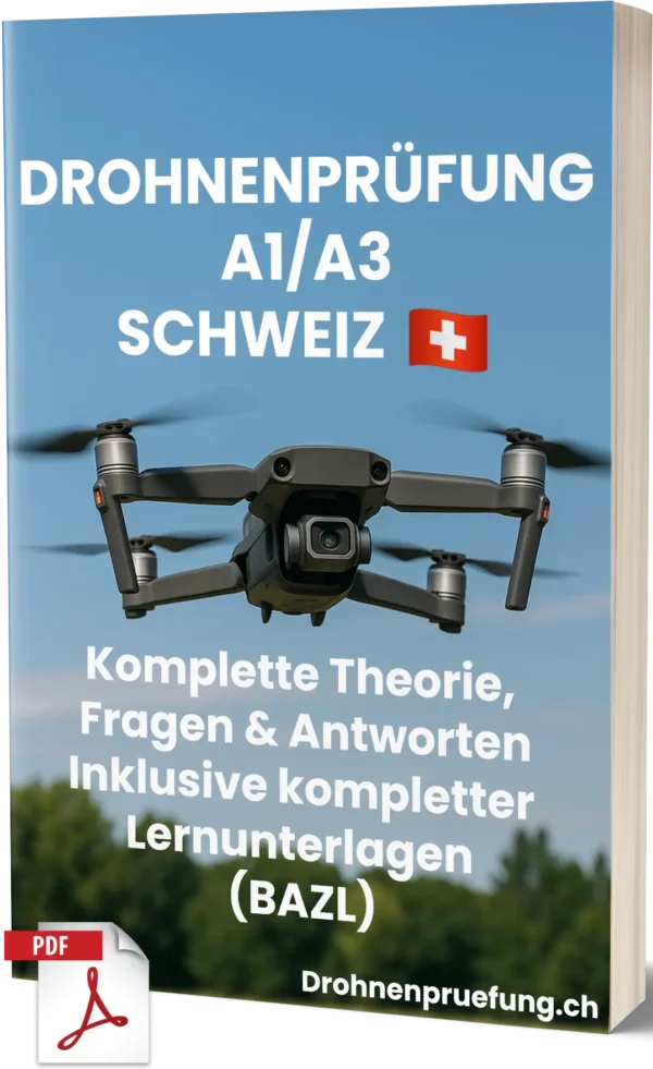 Schweiz A1/A3-Drohnenprüfung – Komplette Theorie, 500+ prüfungsnahe Fragen & Antworten mit ausführlichen Erklärungen